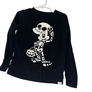 Baby GAP Kids Black Mickey Skeleton Graphic Long Sleeve Shirt 5T glow in dark